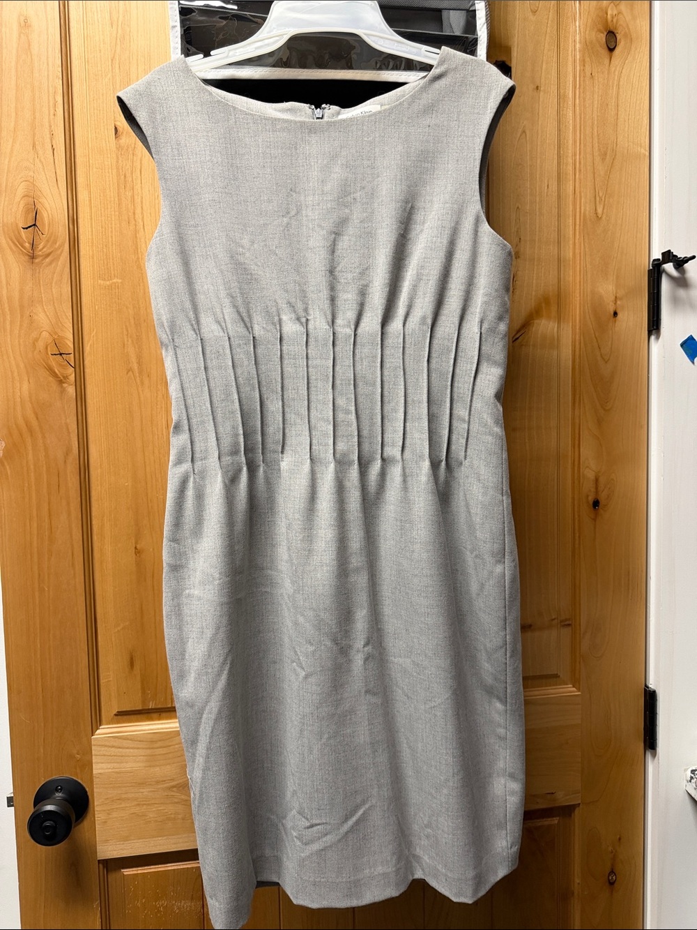 Calvin Klein Light Gray Pleated Waist Sheath Dress